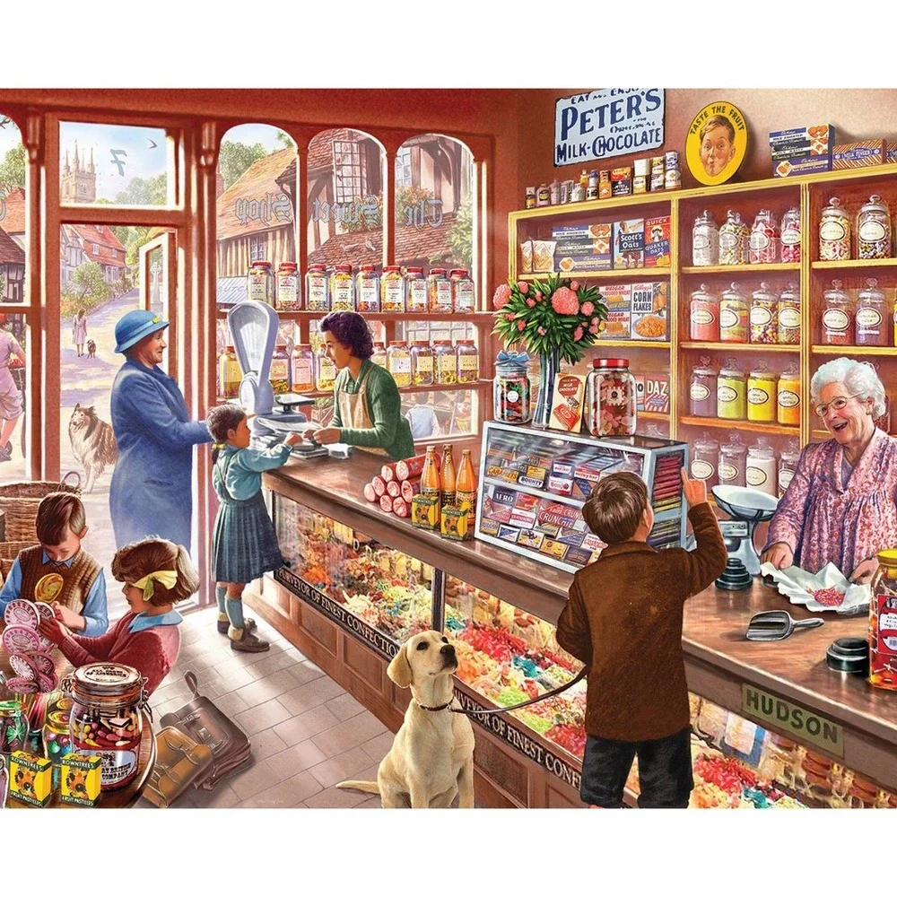 Old Candy Store + Christmas Donut Party 1,000 Piece Puzzles‎ Lot Of 2 Sealed